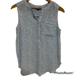 Floral Blouse Blue And White Size Medium